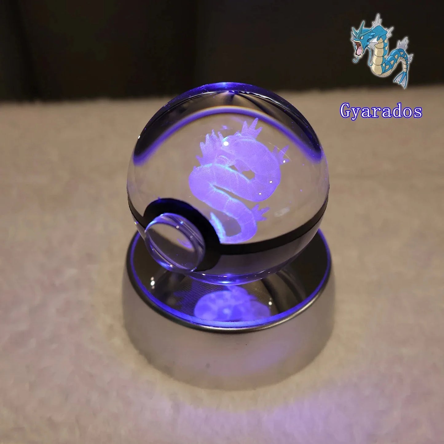 Pokemon 3D Crystal Ball Pikachu Gengar Mew Mewtwo Figurines Lamp Base Pokeball 3D Pokemon Glass Ball Statue Kids Birthday Gift