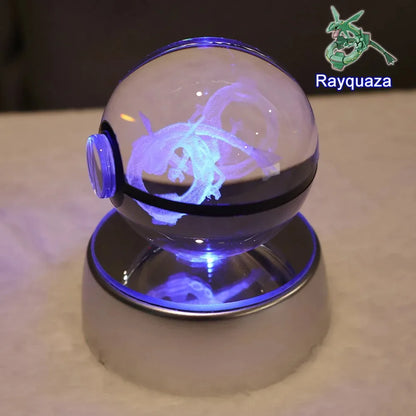 Pokemon 3D Crystal Ball Pikachu Gengar Mew Mewtwo Figurines Lamp Base Pokeball 3D Pokemon Glass Ball Statue Kids Birthday Gift