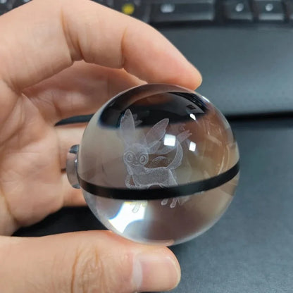 Pokemon 3D Crystal Ball Pikachu Gengar Mew Mewtwo Figurines Lamp Base Pokeball 3D Pokemon Glass Ball Statue Kids Birthday Gift
