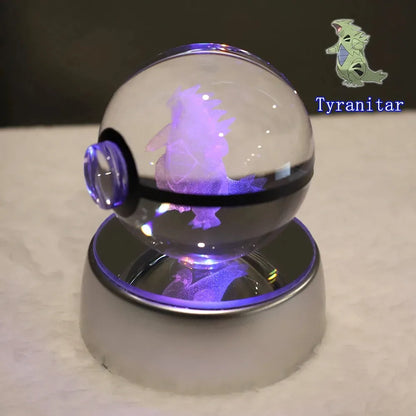 Pokemon 3D Crystal Ball Pikachu Gengar Mew Mewtwo Figurines Lamp Base Pokeball 3D Pokemon Glass Ball Statue Kids Birthday Gift