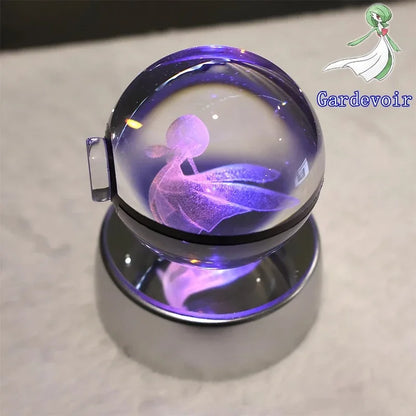 Pokemon 3D Crystal Ball Pikachu Gengar Mew Mewtwo Figurines Lamp Base Pokeball 3D Pokemon Glass Ball Statue Kids Birthday Gift