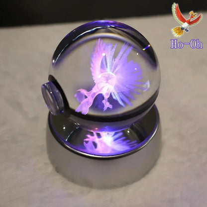 Pokemon 3D Crystal Ball Pikachu Gengar Mew Mewtwo Figurines Lamp Base Pokeball 3D Pokemon Glass Ball Statue Kids Birthday Gift